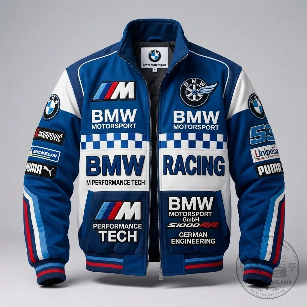 BMW Motorsport Racing Team Bomber Jacket with Embroidered Logos
