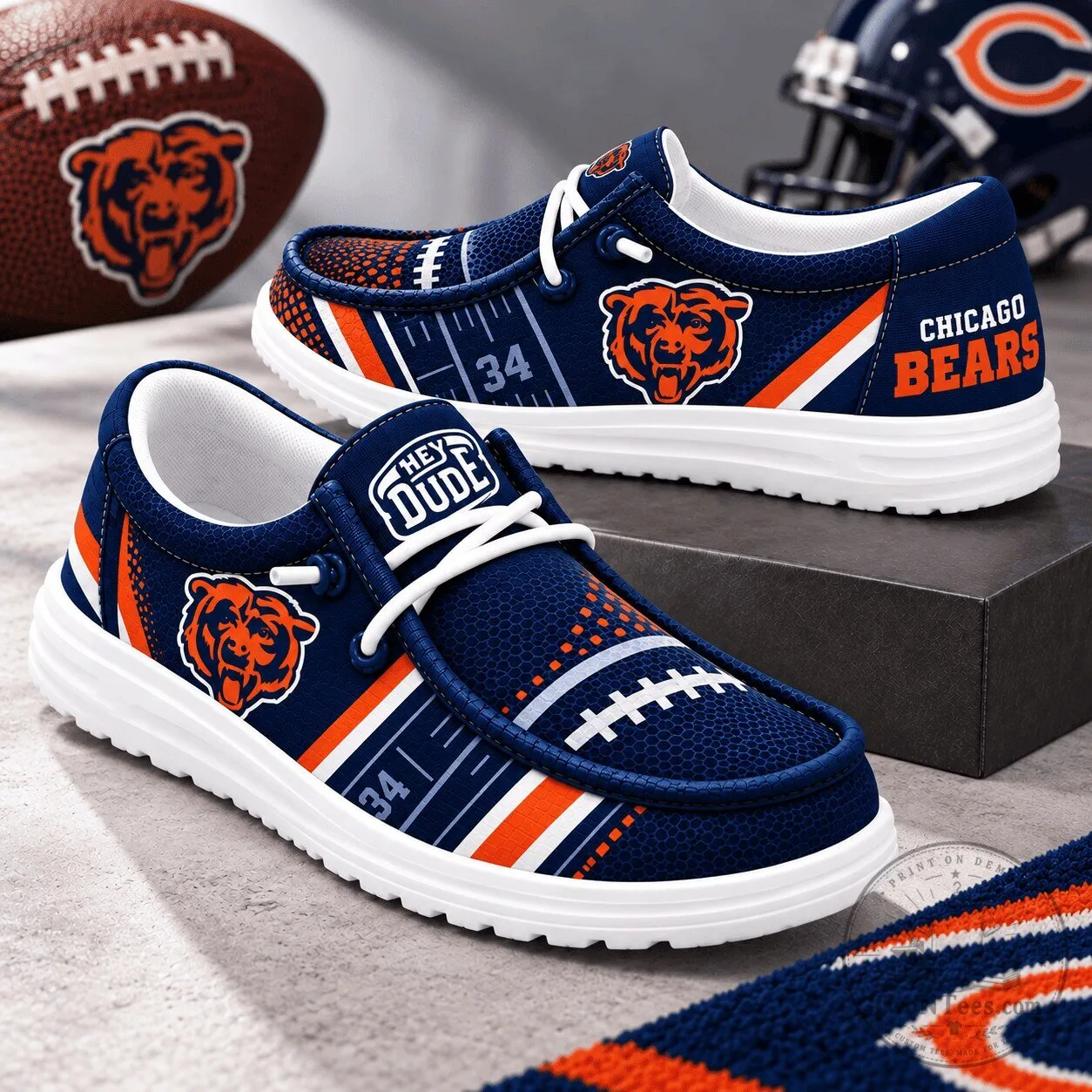 Chicago Bears NFL Football Team Logo Hey Dude Style Shoes