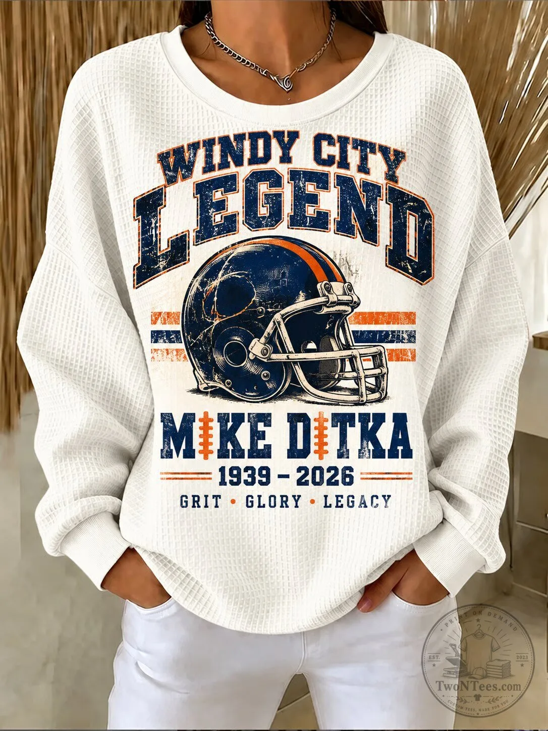 Mike Ditka Windy City Legend Football Helmet Crewneck Sweatshirt