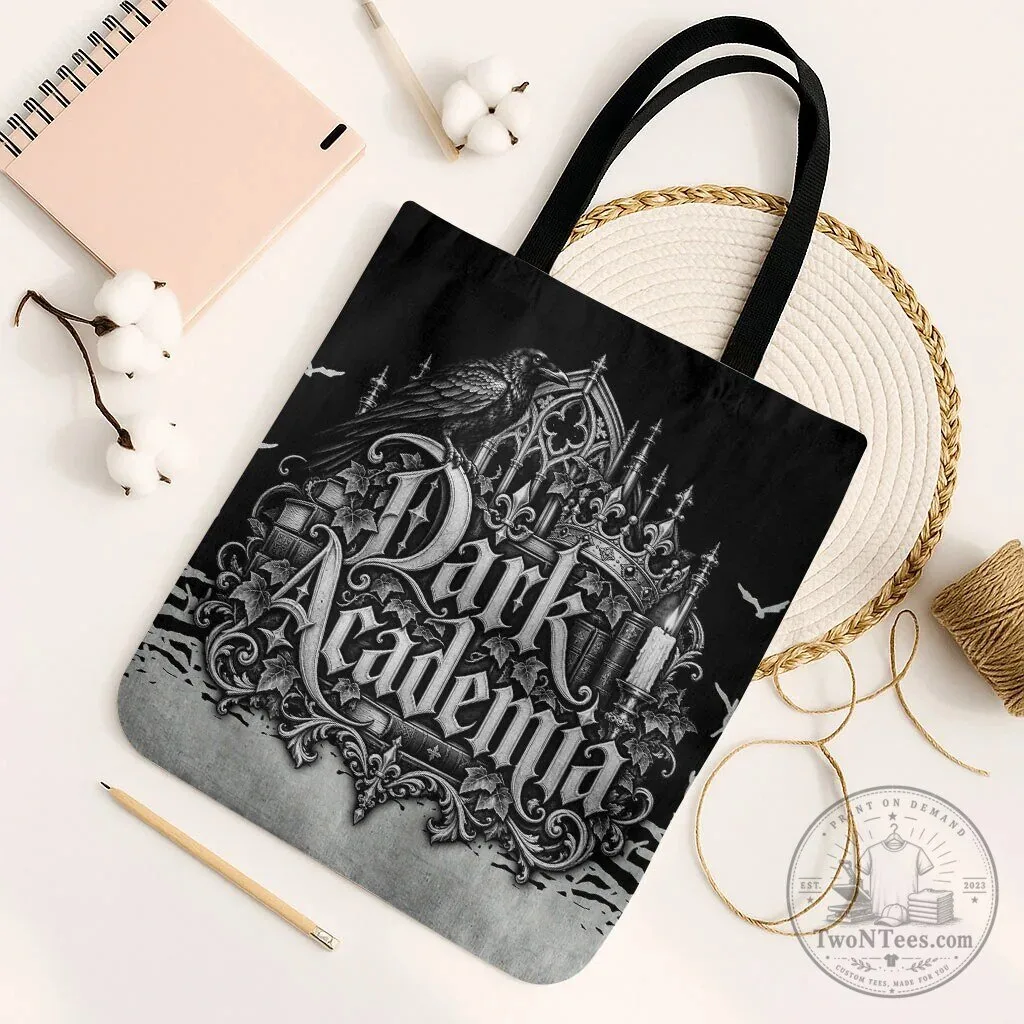Dark Academia Raven Gothic Literature Vintage Bookish Aesthetic Tote Bag 6 Dark Academia Raven Gothic Literature Vintage Bookish Aesthetic Tote Bag