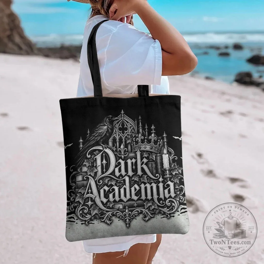 Dark Academia Raven Gothic Literature Vintage Bookish Aesthetic Tote Bag 8 Dark Academia Raven Gothic Literature Vintage Bookish Aesthetic Tote Bag