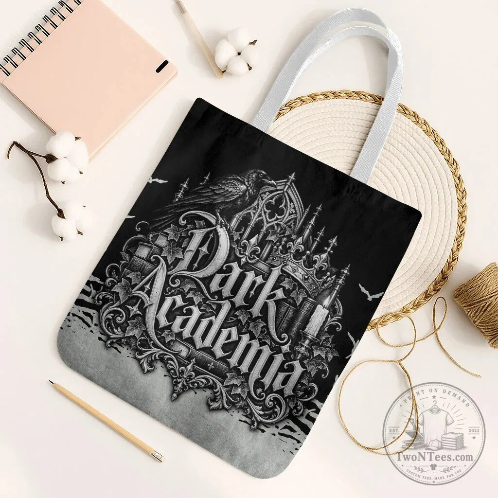 Dark Academia Raven Gothic Literature Vintage Bookish Aesthetic Tote Bag 9 Dark Academia Raven Gothic Literature Vintage Bookish Aesthetic Tote Bag