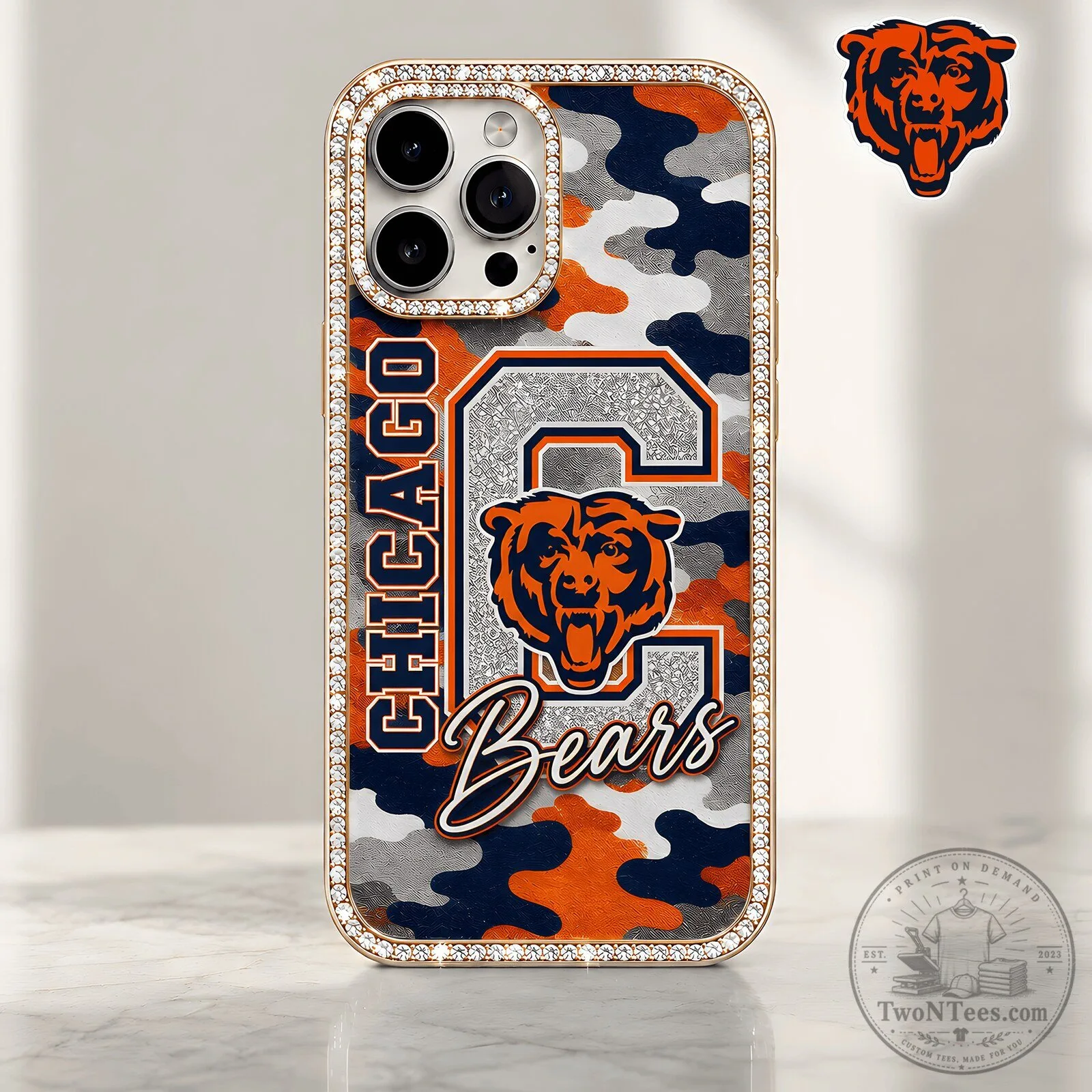 Chicago Bears NFL Team Camouflage Bling Glitter Phone Case for iPhone 1 Chicago Bears NFL Team Camouflage Bling Glitter Phone Case for iPhone