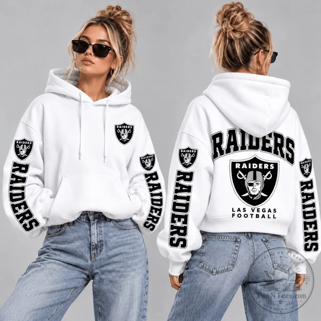 Las Vegas Raiders Football Team White Cropped Hoodie for Women