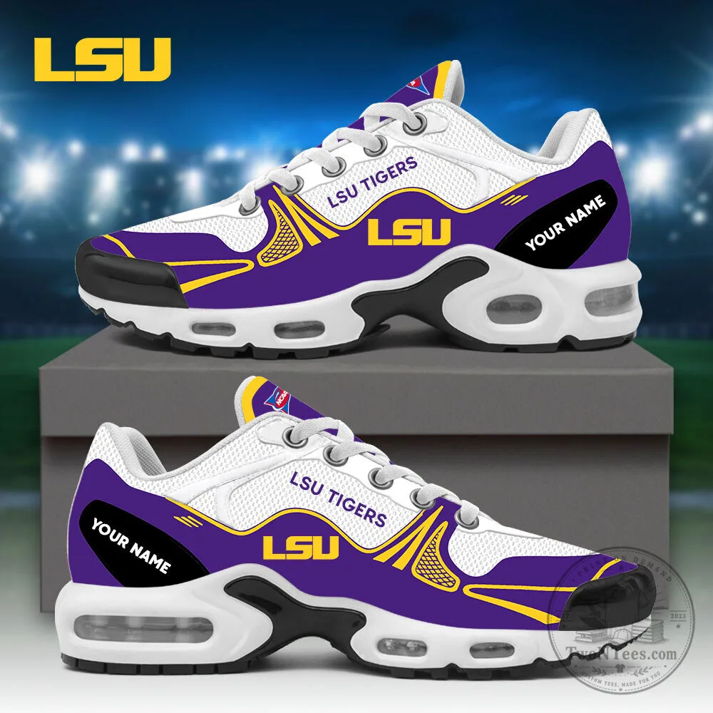 LSU Tigers Custom Name Purple and Gold Air Max Plus Sneakers