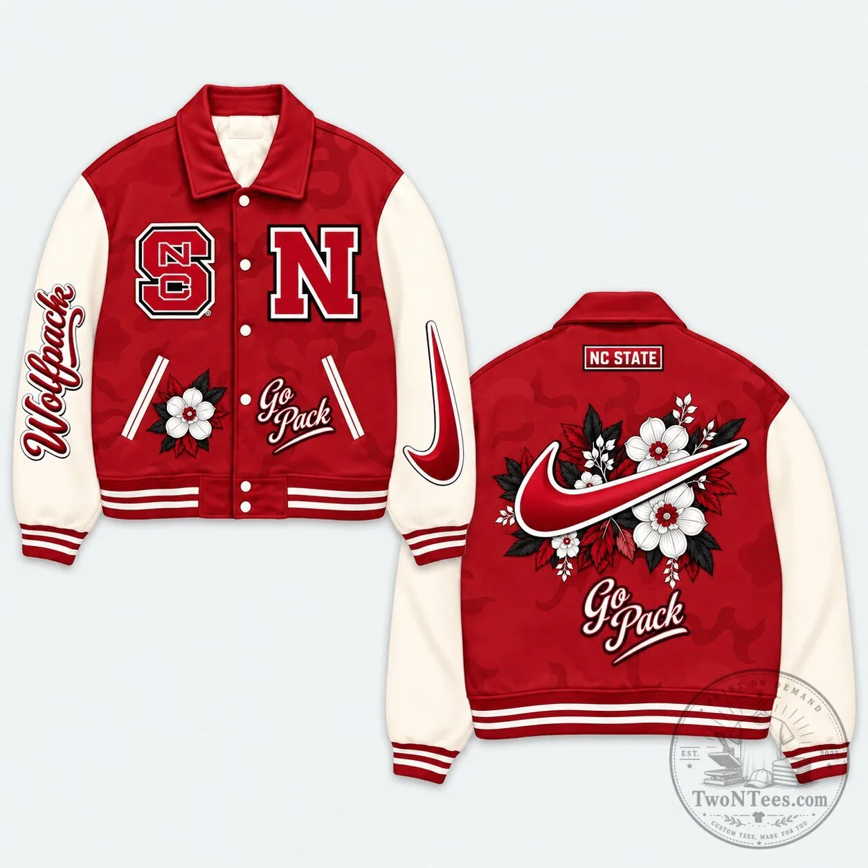 North Carolina State Wolfpack Floral Design Varsity Jacket
