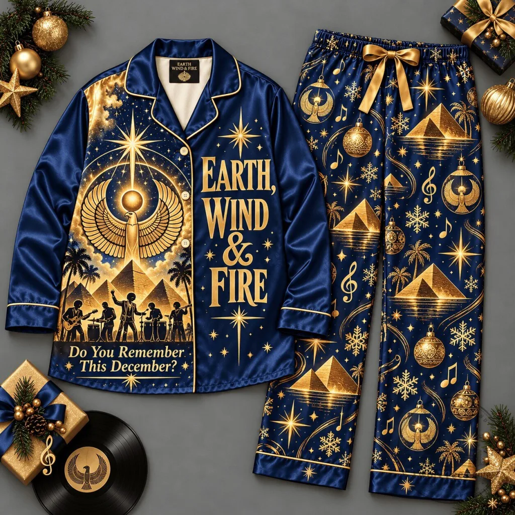 Earth, Wind & Fire Golden Celestial Pattern Long Sleeve Pajamas Set