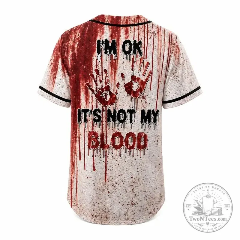 Problem Solved Horror Movie Bloody Halloween Costume Baseball Jersey 5 Problem Solved Horror Movie Bloody Halloween Costume Baseball Jersey