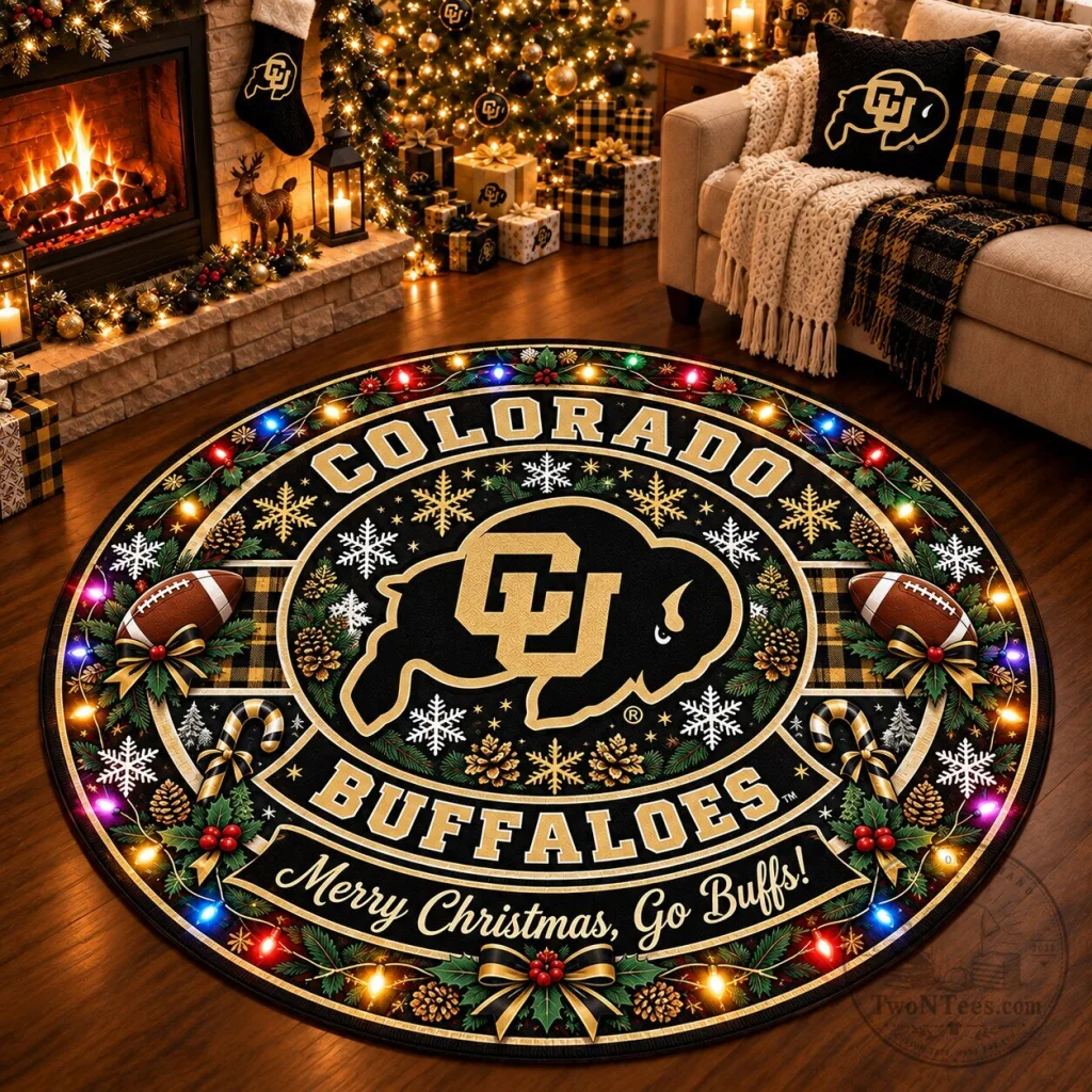 Colorado Buffaloes Christmas Holiday Round Rug Colorado Buffaloes Christmas Holiday Round Rug