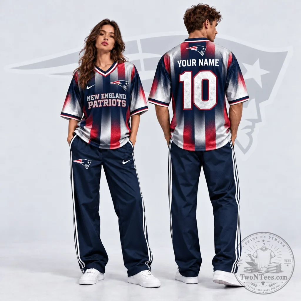 New England Patriots Custom Name and Number Gradient Shadow Football Jersey New England Patriots Custom Name and Number Gradient Shadow Football Jersey